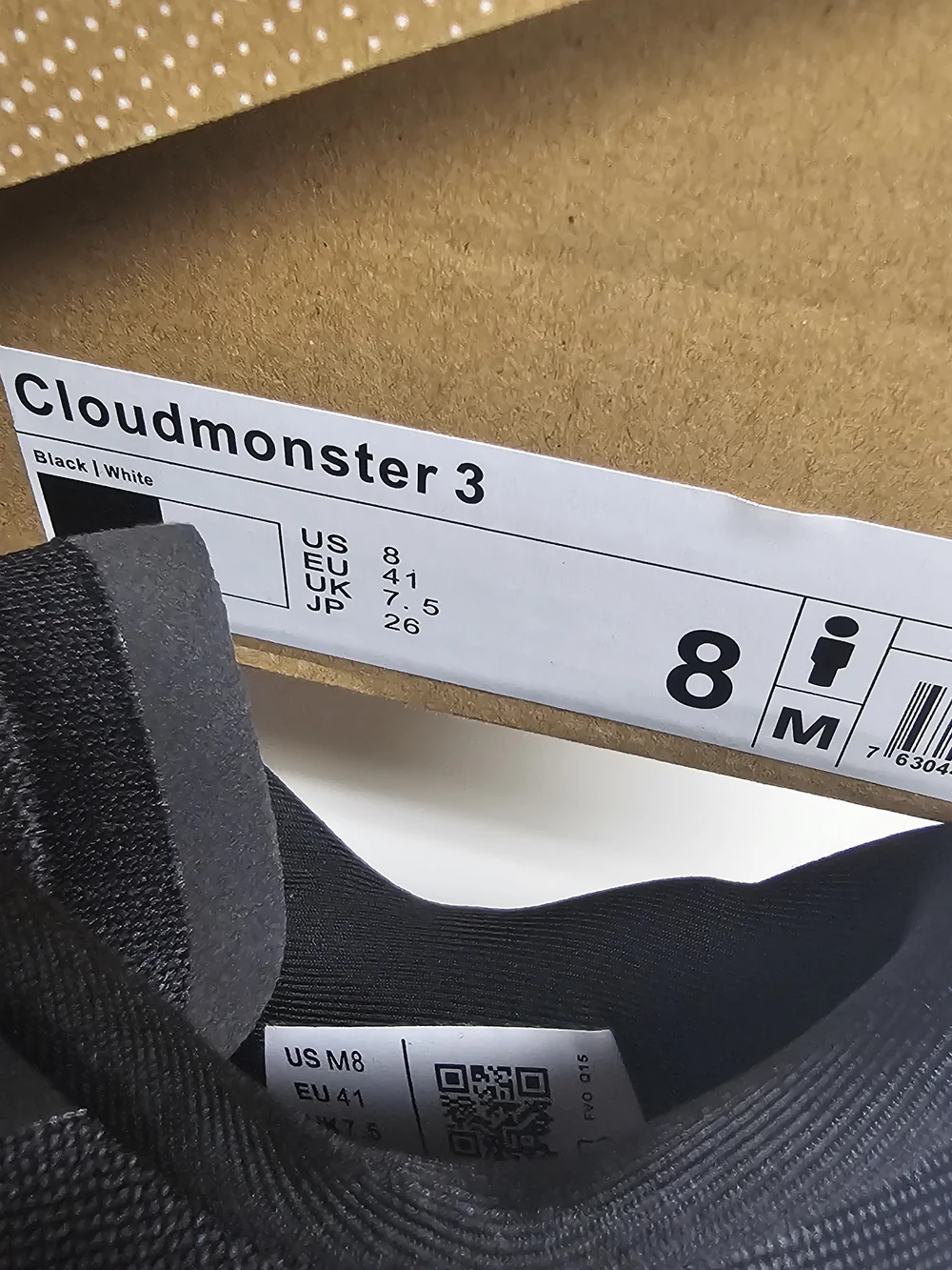 On Running Men's Cloudmonster 3 Black/White Running Shoes